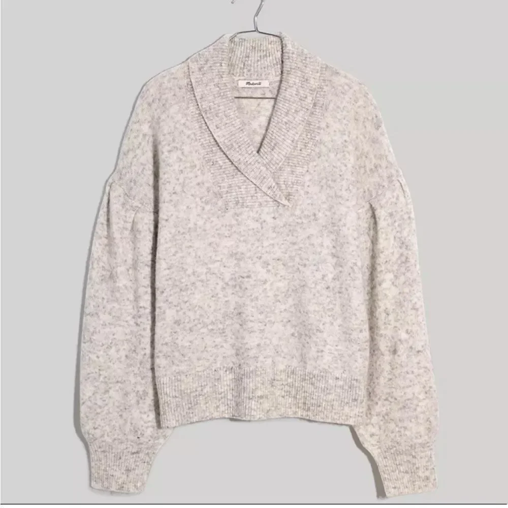 Madewell Vinson Shawl Collar Sweater Heather Grey Drop Shoulder Small